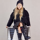 Puffer coat with hood - black