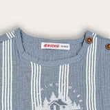 Striped set with embroidery - blue