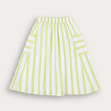 Striped skirt with pockets - lime