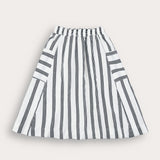 Striped skirt with pockets - Navy