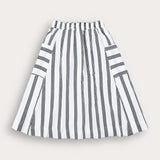 Striped skirt with pockets - Navy