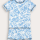 Pajama set with print - light blue