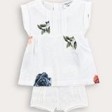 Baby set with floral print - blue