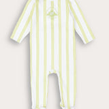 Babygro Striped with Embroidery - Lime