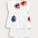 Baby set with floral print - blue