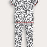 Pajama set with print - gray