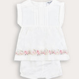 Baby set with floral print - white