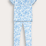 Pajama set with print - light blue