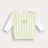 Striped shirt with embroidery - Lime