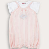 Striped overalls with embroidery - pink
