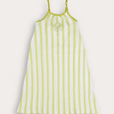 Striped saree with embroidery - Lime