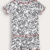 Pajama set with print - gray