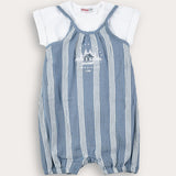 Striped overalls with embroidery - blue