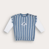 Striped shirt with embroidery - blue
