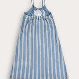 Striped sarafan with embroidery - blue