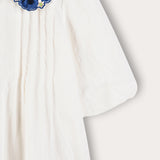 Pleated dress with a designed collar - cream