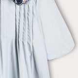 Pleated dress with a designed collar - light blue