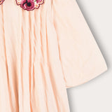 Pleated dress with a designed collar - peach