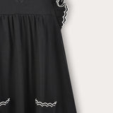 Robe with muslin sleeves - black/white