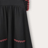 Robe with muslin sleeves - black/red