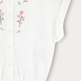 Button vest with embroidery - cream