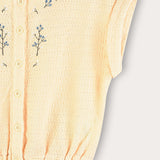 Button-down vest with embroidery - yellow