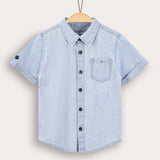 Buttoned denim shirt - light blue