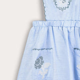 Shabbat sarafan with glow embroidery - Blue Sky