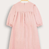 Pleated dress with embroidery - pink