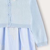 Striped dress combined with cardigan - light blue