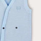 Knitted vest with crochet - blue