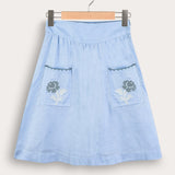 Shabbat skirt with globe embroidery - Blue Sky