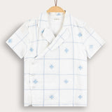 X-embroidered Shabbat shirt - beige