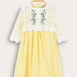 Crochet dress + cardigan - yellow