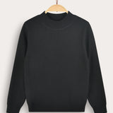 Half-turtleneck knit shirt - black