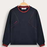 Girls' T-shirt with two ribbed layers - Navy