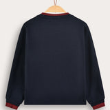 Girls' T-shirt with two ribbed layers - Navy