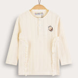 Rivet shirt with button and patch - beige