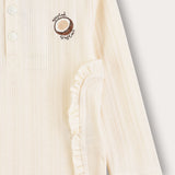 Rivet shirt with button and patch - beige