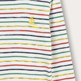 Striped girls' shirt with ship embroidery - blue