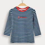 Striped shirt with print - Navy 