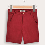 Linen Bermuda Shorts - Red