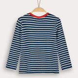 Striped shirt with print - Navy