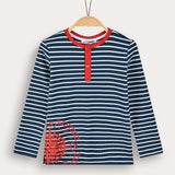 Striped shirt with print - Navy