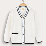 Button cardigan with pocket - black