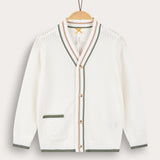 Button cardigan with pocket - olive