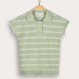 Braided knit shirt with collar - mint 