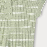Braided knit shirt with collar - mint 