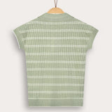 Braided knit shirt with collar - mint 