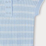 Braided knit shirt with collar - light blue 
